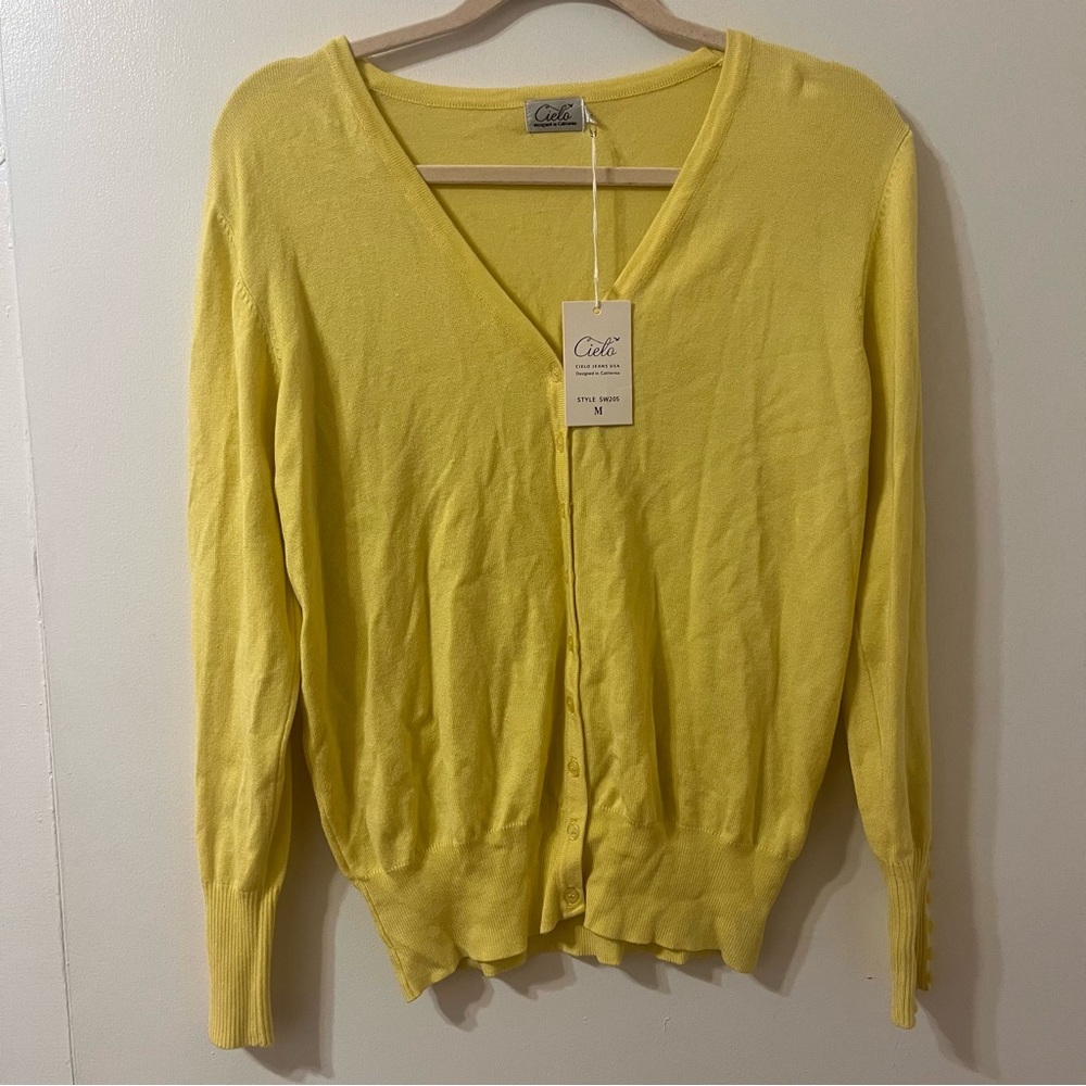 Cato V-Neck Yellow Cardigan Sweater